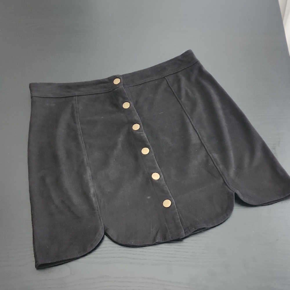 Black Button-Up Mini Skirt